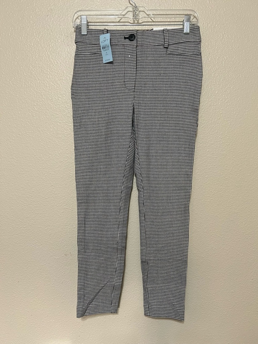 LOFT Black & White Houndstooth Skinny Pants